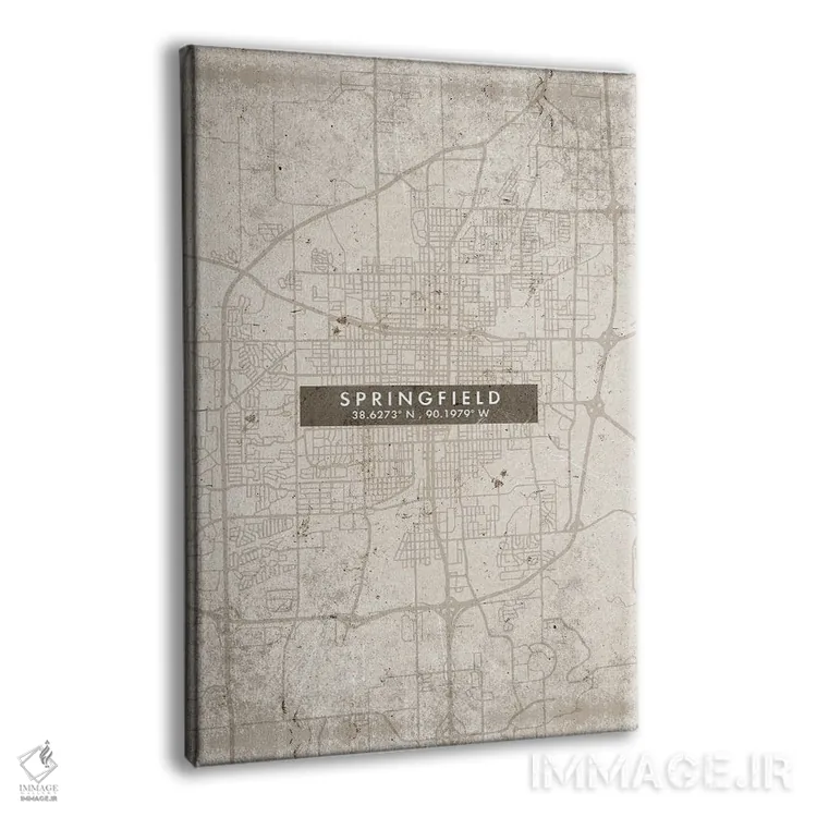 تابلو دکوراتیو Illinois City Map Abstract Style,نقشه شهر اسپرینگفیلد، ا… اثر وال دکور ادیکت - نمای پرسپکتیو محصول