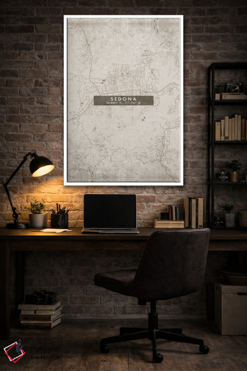 تابلو دکوراتیو Arizona City Map Abstract Style,نقشه شهر سدونا، آریزونا… اثر وال دکور ادیکت - D2W