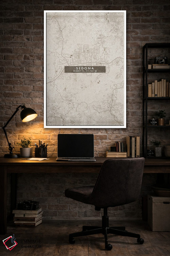 تابلو دکوراتیو Arizona City Map Abstract Style,نقشه شهر سدونا، آریزونا… اثر وال دکور ادیکت - D2W