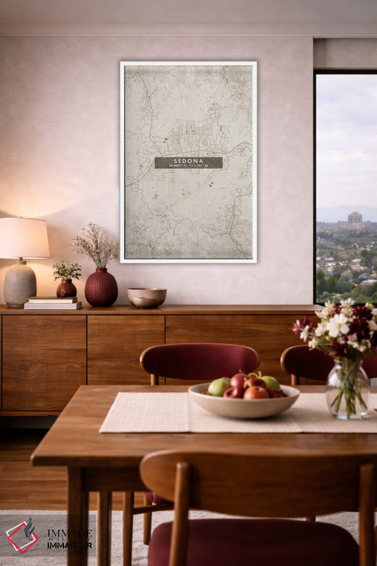 تابلو دکوراتیو Arizona City Map Abstract Style,نقشه شهر سدونا، آریزونا… اثر وال دکور ادیکت - D3W