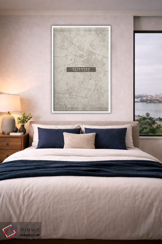 تابلو دکوراتیو Georgia City Map Abstract Style,نقشه شهر ساوانا، جورجیا… اثر وال دکور ادیکت - D2W
