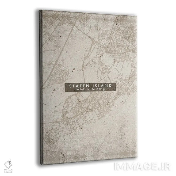 تابلو دکوراتیو New York City Map Abstract Style,نقشه استاتن آیلند، نیوی… اثر وال دکور ادیکت - نمای پرسپکتیو محصول