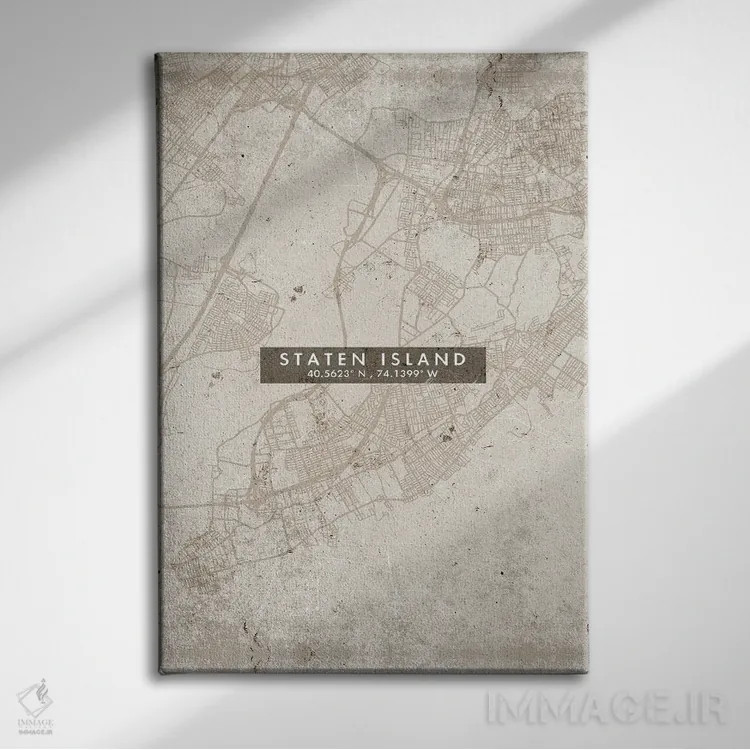 تابلو دکوراتیو New York City Map Abstract Style,نقشه استاتن آیلند، نیوی… اثر وال دکور ادیکت - نمای روبهرو روی دیوار