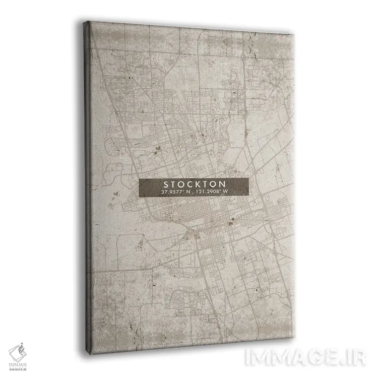 تابلو دکوراتیو California City Map Abstract Style,نقشه شهر استوکتون، کا… اثر وال دکور ادیکت - نمای پرسپکتیو محصول