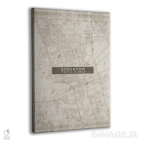 تابلو دکوراتیو California City Map Abstract Style,نقشه شهر استوکتون، کا… اثر وال دکور ادیکت - نمای پرسپکتیو محصول