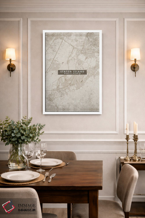 تابلو دکوراتیو New York City Map Abstract Style,نقشه استاتن آیلند، نیوی… اثر وال دکور ادیکت - D1W
