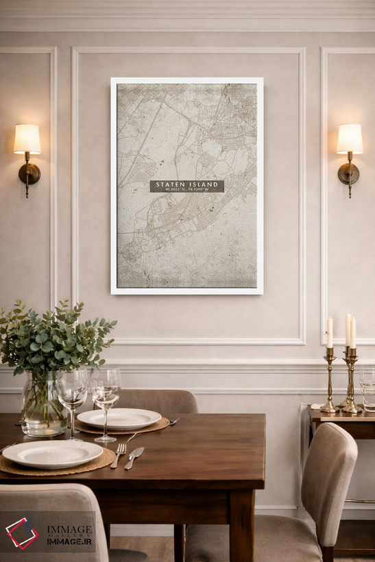 تابلو دکوراتیو New York City Map Abstract Style,نقشه استاتن آیلند، نیوی… اثر وال دکور ادیکت - D1W
