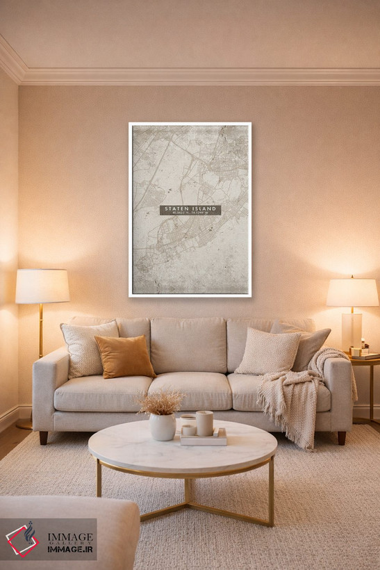 تابلو دکوراتیو New York City Map Abstract Style,نقشه استاتن آیلند، نیوی… اثر وال دکور ادیکت - D2W