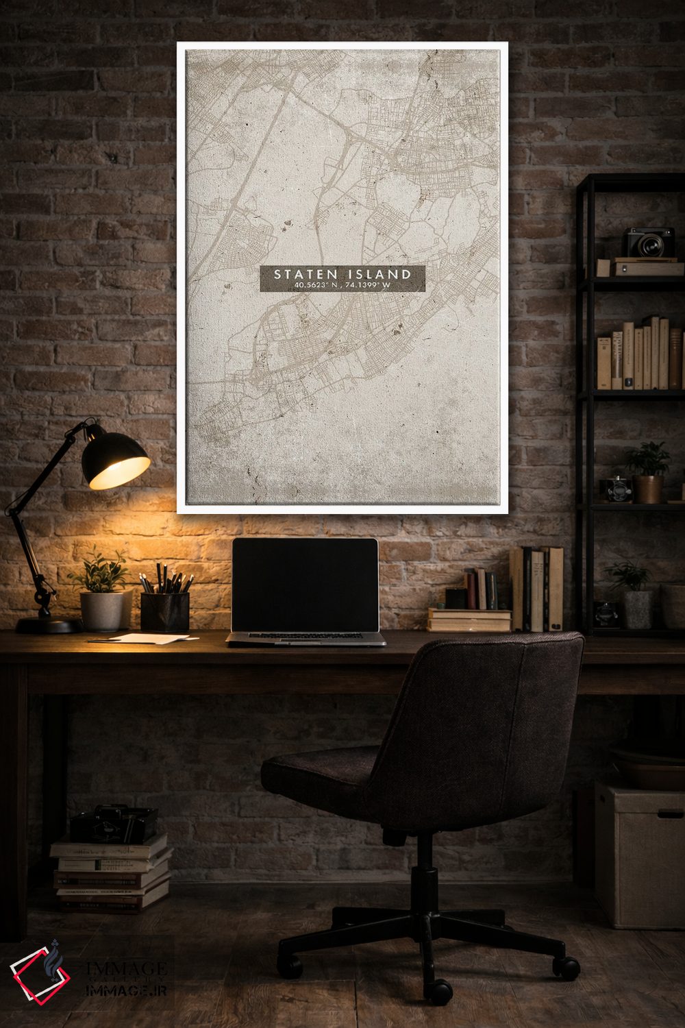 تابلو دکوراتیو New York City Map Abstract Style,نقشه استاتن آیلند، نیوی… اثر وال دکور ادیکت - D3W
