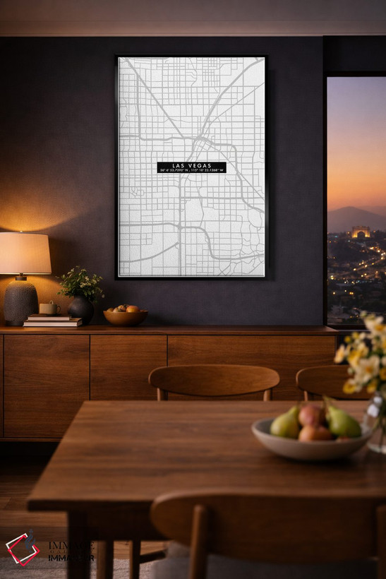 تابلو دکوراتیو نقشه ساده شهر لاس وگاس اثر وال دکور ادیکت - D2B