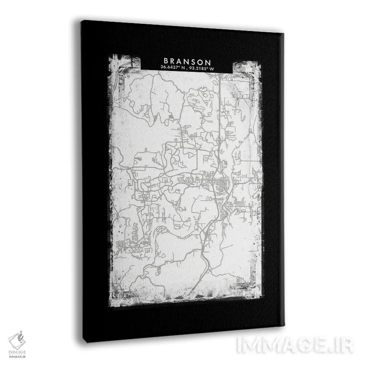 تابلو دکوراتیو Missouri City Map Black White Grey Style,نقشه شهر برانسو… اثر وال دکور ادیکت - نمای پرسپکتیو محصول