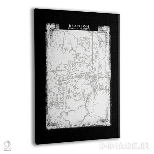 تابلو دکوراتیو Missouri City Map Black White Grey Style,نقشه شهر برانسو… اثر وال دکور ادیکت - نمای پرسپکتیو محصول