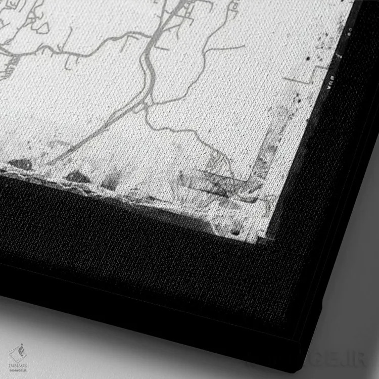 تابلو دکوراتیو Missouri City Map Black White Grey Style,نقشه شهر برانسو… اثر وال دکور ادیکت - نمای نزدیک بافت بوم