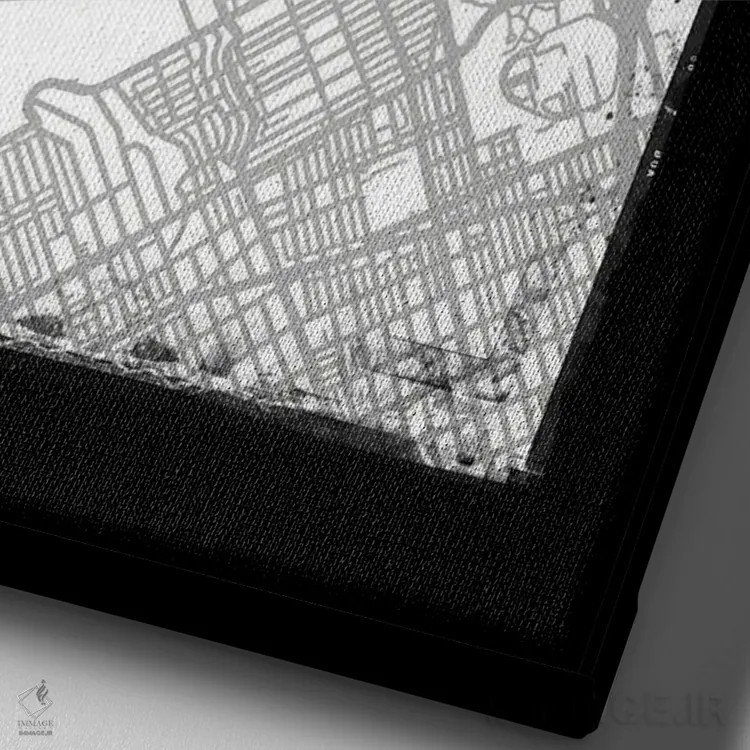 تابلو دکوراتیو California City Map Black White Grey Style,نقشه شهر برنت… اثر وال دکور ادیکت - نمای نزدیک بافت بوم