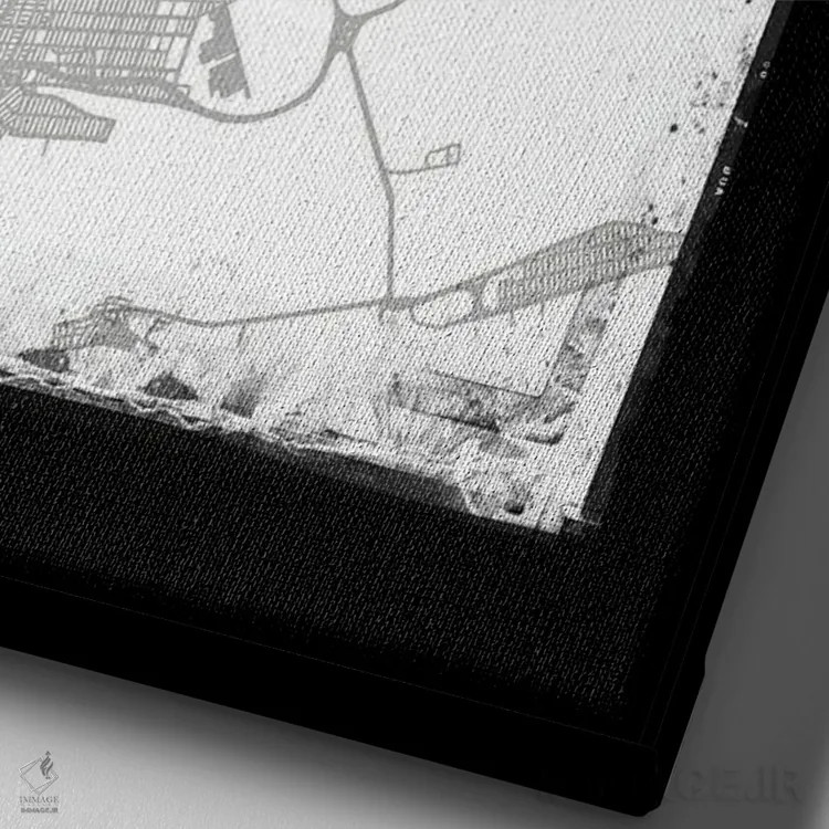 تابلو دکوراتیو New York City Map Black White Grey Style,نقشه منطقه بروک… اثر وال دکور ادیکت - نمای نزدیک بافت بوم