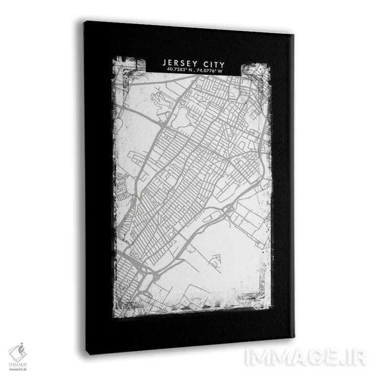 تابلو دکوراتیو New Jersey, City Map Black White Grey Style,نقشه جرسی سی… اثر وال دکور ادیکت - نمای پرسپکتیو محصول