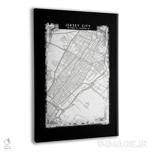 تابلو دکوراتیو New Jersey, City Map Black White Grey Style,نقشه جرسی سی… اثر وال دکور ادیکت - نمای پرسپکتیو محصول