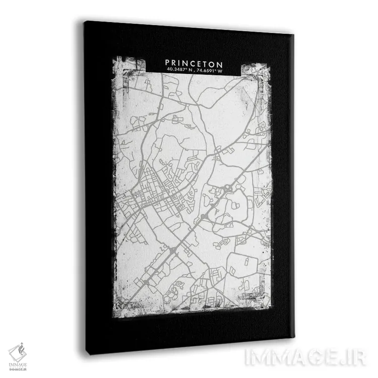 تابلو دکوراتیو New Jersey City Map Black White Grey Style,نقشه شهر پرین… اثر وال دکور ادیکت - نمای پرسپکتیو محصول