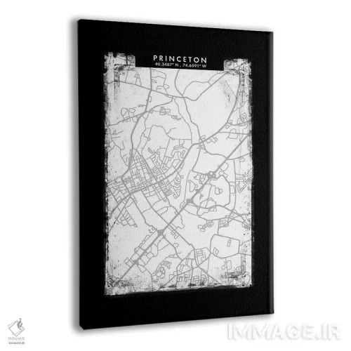 تابلو دکوراتیو New Jersey City Map Black White Grey Style,نقشه شهر پرین… اثر وال دکور ادیکت - نمای پرسپکتیو محصول