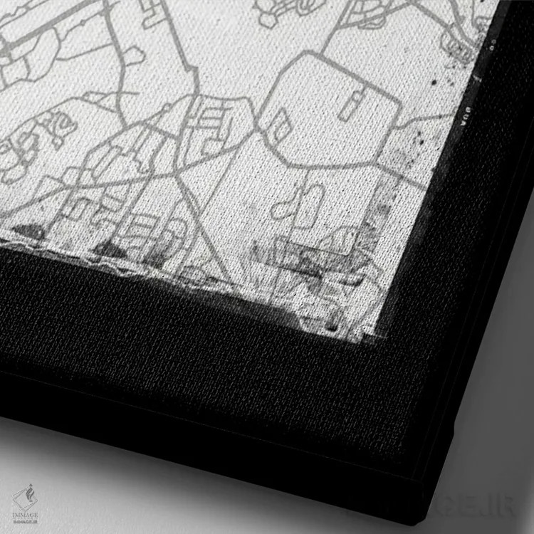 تابلو دکوراتیو New Jersey City Map Black White Grey Style,نقشه شهر پرین… اثر وال دکور ادیکت - نمای نزدیک بافت بوم