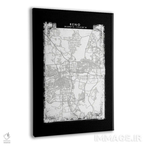 تابلو دکوراتیو Nevada City Map Black White Grey Style,نقشه شهر رنو، نوا… اثر وال دکور ادیکت - نمای پرسپکتیو محصول