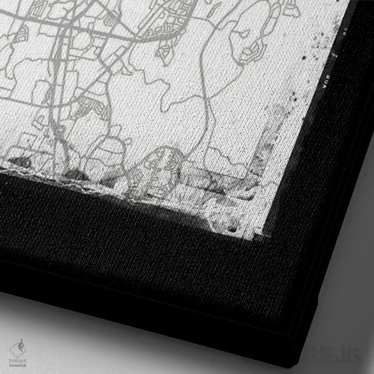 تابلو دکوراتیو Nevada City Map Black White Grey Style,نقشه شهر رنو، نوا… اثر وال دکور ادیکت - نمای نزدیک بافت بوم
