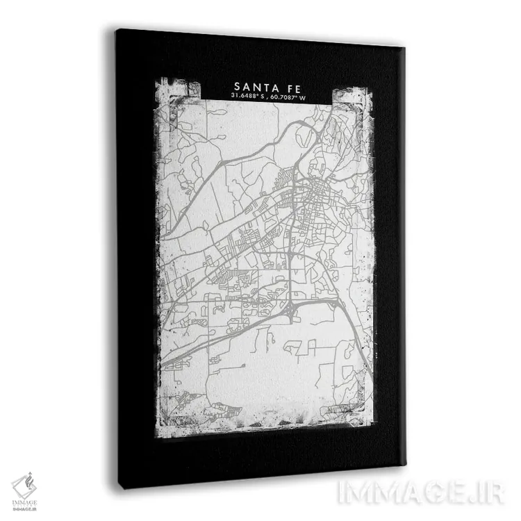 تابلو دکوراتیو Argentina City Map Black White Grey Style,نقشه شهر سانتا… اثر وال دکور ادیکت - نمای پرسپکتیو محصول