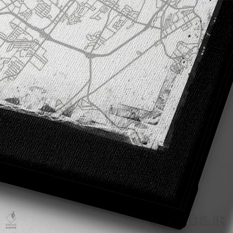 تابلو دکوراتیو Georgia City Map Black White Grey Style,نقشه شهر ساوانا… اثر وال دکور ادیکت - نمای نزدیک بافت بوم
