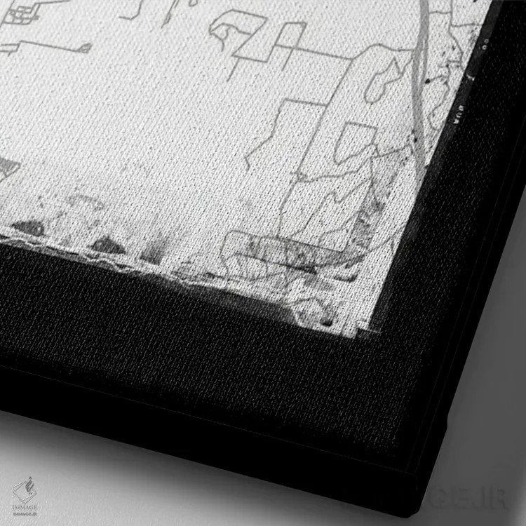 تابلو دکوراتیو Argentina City Map Black White Grey Style,نقشه شهر سانتا… اثر وال دکور ادیکت - نمای نزدیک بافت بوم