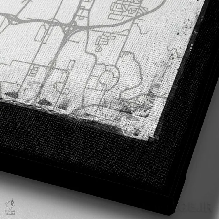 تابلو دکوراتیو Illinois City Map Black White Grey Style,نقشه شهر اسپرین… اثر وال دکور ادیکت - نمای نزدیک بافت بوم