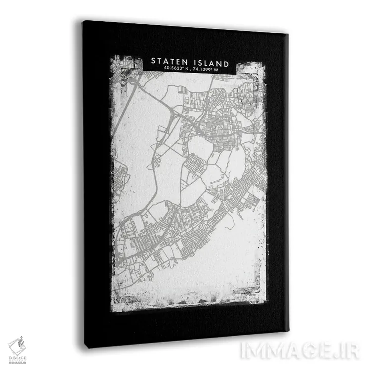 تابلو دکوراتیو New York City Map Black White Grey Style,نقشه منطقه استا… اثر وال دکور ادیکت - نمای پرسپکتیو محصول