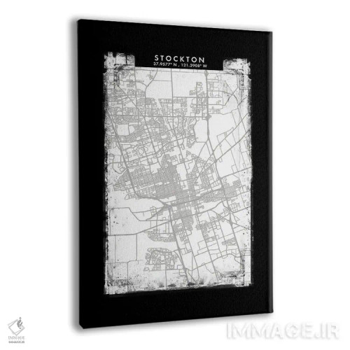 تابلو دکوراتیو California City Map Black White Grey Style,نقشه شهر استا… اثر وال دکور ادیکت - نمای پرسپکتیو محصول