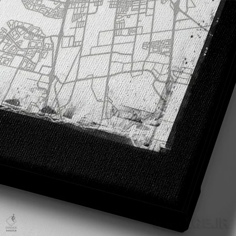 تابلو دکوراتیو California City Map Black White Grey Style,نقشه شهر استا… اثر وال دکور ادیکت - نمای نزدیک بافت بوم