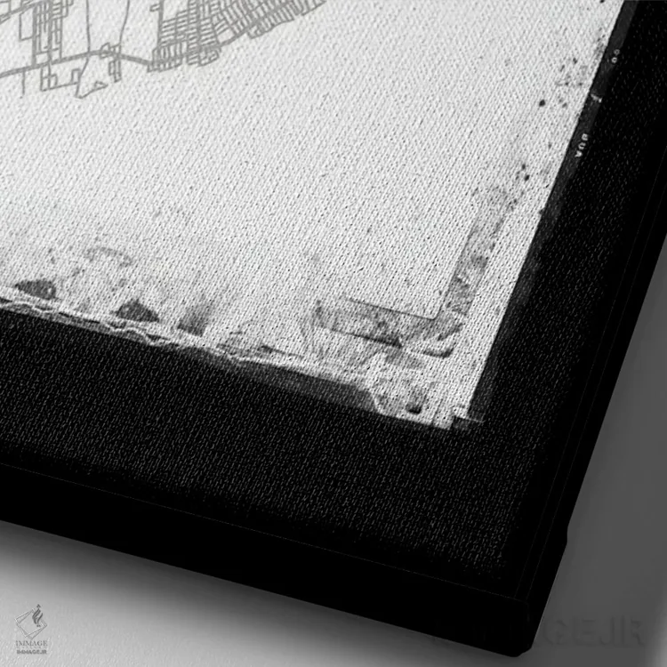 تابلو دکوراتیو New York City Map Black White Grey Style,نقشه منطقه استا… اثر وال دکور ادیکت - نمای نزدیک بافت بوم