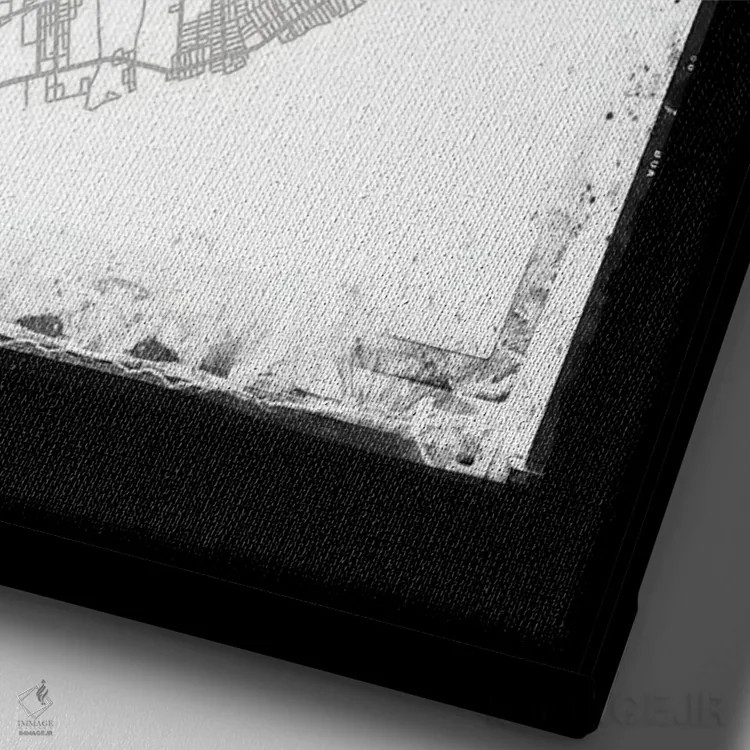 تابلو دکوراتیو New York City Map Black White Grey Style,نقشه منطقه استا… اثر وال دکور ادیکت - نمای نزدیک بافت بوم