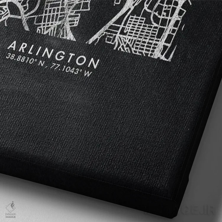 تابلو دکوراتیو نقشه شهر آرلینگتون به سبک تخته سیاه اثر وال دکور ادیکت - نمای نزدیک بافت بوم
