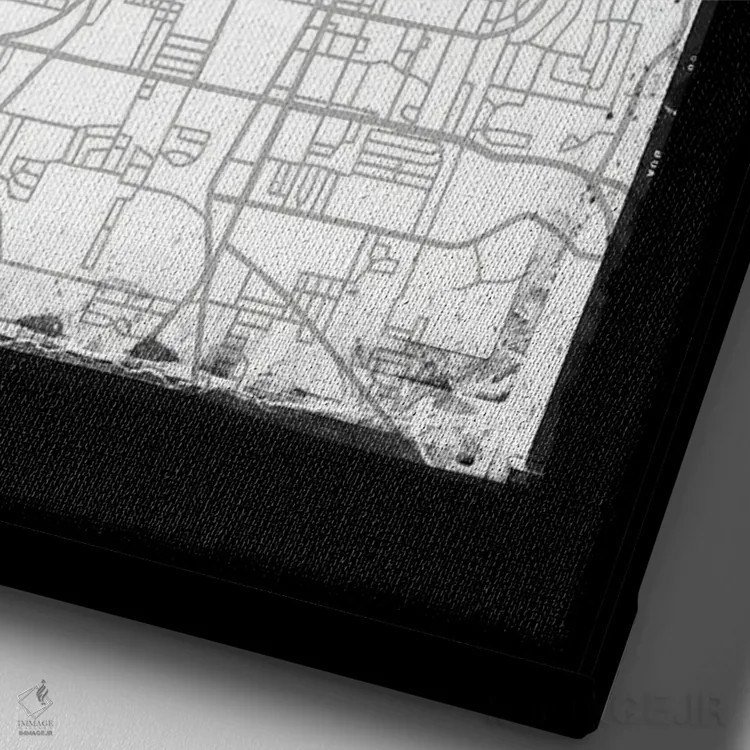 تابلو دکوراتیو Florida City Map Black White Grey Style,نقشه شهر تالاهاس… اثر وال دکور ادیکت - نمای نزدیک بافت بوم