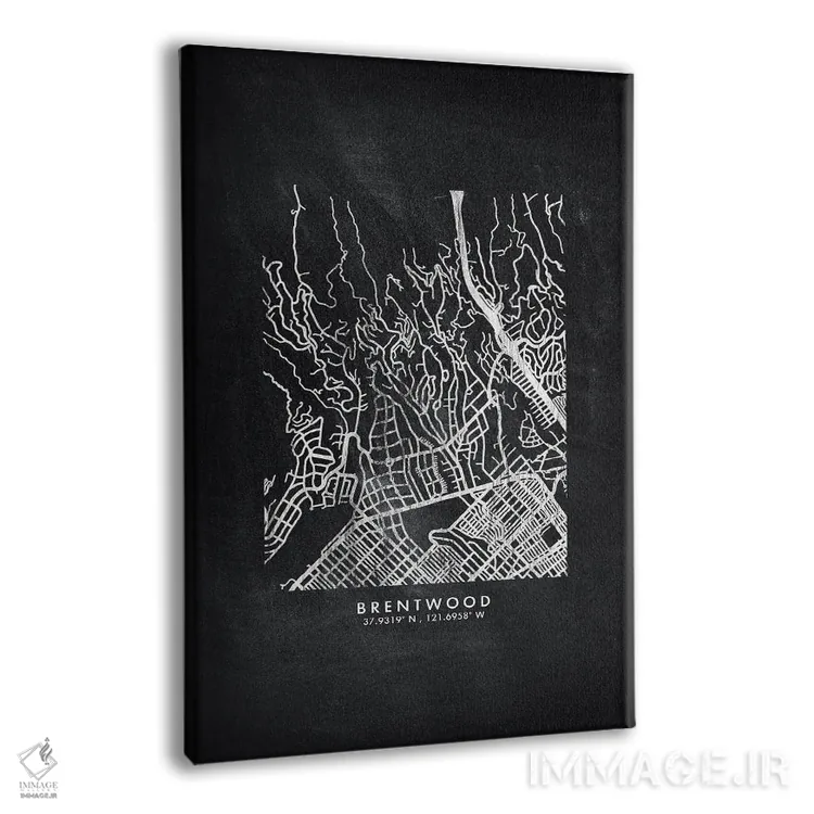تابلو دکوراتیو California City Map Chalkboard Style,نقشه شهر برنتوود، ک… اثر وال دکور ادیکت - نمای پرسپکتیو محصول
