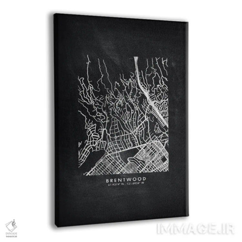 تابلو دکوراتیو California City Map Chalkboard Style,نقشه شهر برنتوود، ک… اثر وال دکور ادیکت - نمای پرسپکتیو محصول