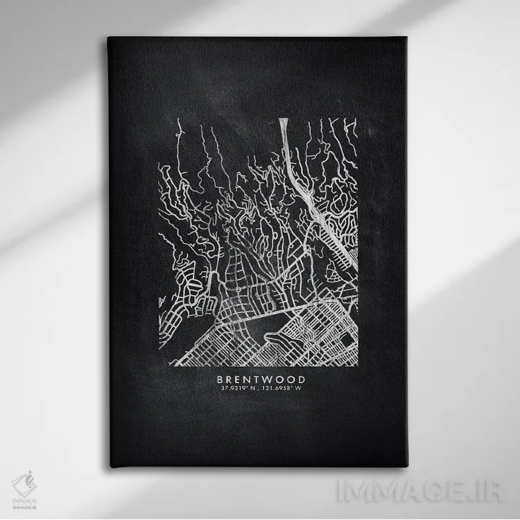 تابلو دکوراتیو California City Map Chalkboard Style,نقشه شهر برنتوود، ک… اثر وال دکور ادیکت - نمای روبهرو روی دیوار