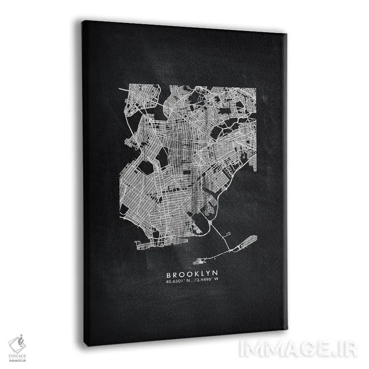 تابلو دکوراتیو New York City Map Chalkboard Style,نقشه منطقه بروکلین، ن… اثر وال دکور ادیکت - نمای پرسپکتیو محصول