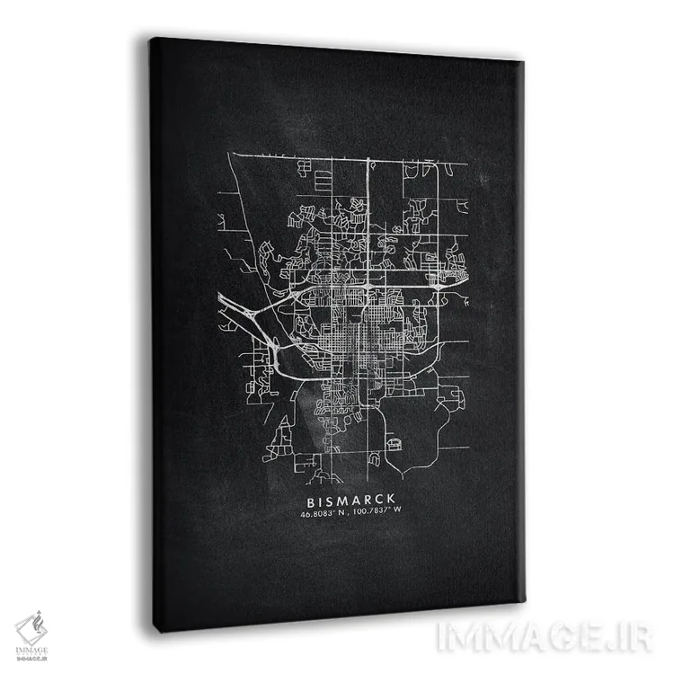 تابلو دکوراتیو North Dakota City Map Chalkboard Style,نقشه شهر بیزمارک… اثر وال دکور ادیکت - نمای پرسپکتیو محصول