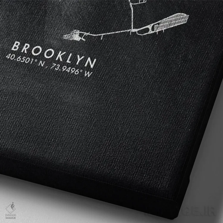 تابلو دکوراتیو New York City Map Chalkboard Style,نقشه منطقه بروکلین، ن… اثر وال دکور ادیکت - نمای نزدیک بافت بوم