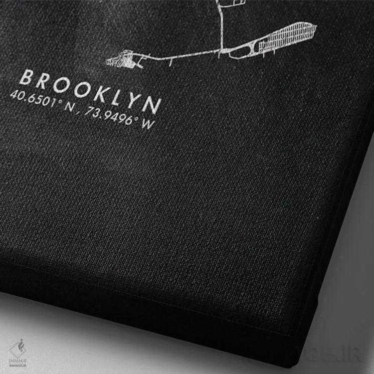 تابلو دکوراتیو New York City Map Chalkboard Style,نقشه منطقه بروکلین، ن… اثر وال دکور ادیکت - نمای نزدیک بافت بوم