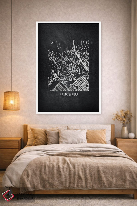 تابلو دکوراتیو California City Map Chalkboard Style,نقشه شهر برنتوود، ک… اثر وال دکور ادیکت - D1W