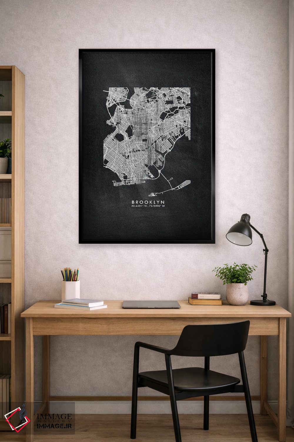تابلو دکوراتیو New York City Map Chalkboard Style,نقشه منطقه بروکلین، ن… اثر وال دکور ادیکت - D2B