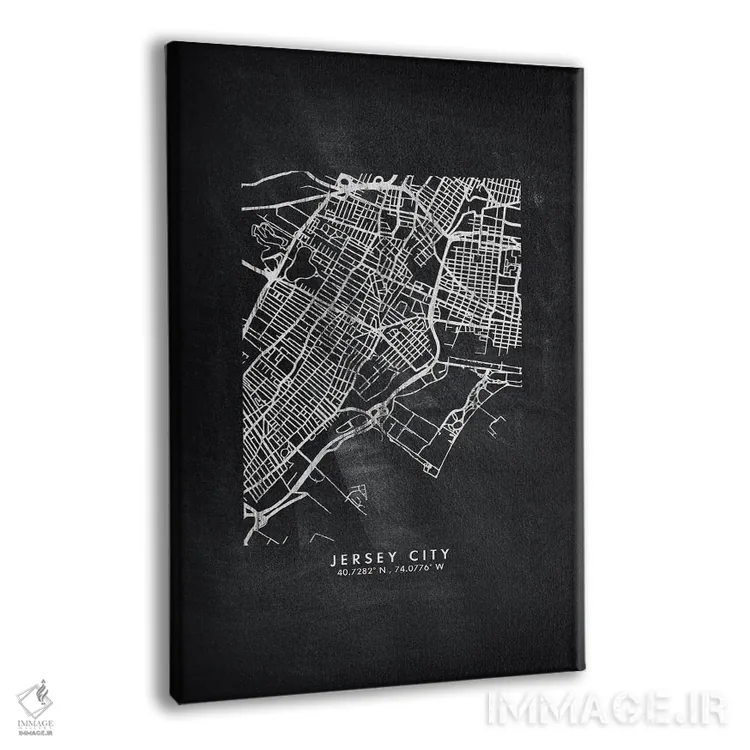 تابلو دکوراتیو New Jersey, City Map Chalkboard Style,نقشه شهر جرسی سیتی… اثر وال دکور ادیکت - نمای پرسپکتیو محصول