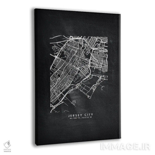 تابلو دکوراتیو New Jersey, City Map Chalkboard Style,نقشه شهر جرسی سیتی… اثر وال دکور ادیکت - نمای پرسپکتیو محصول