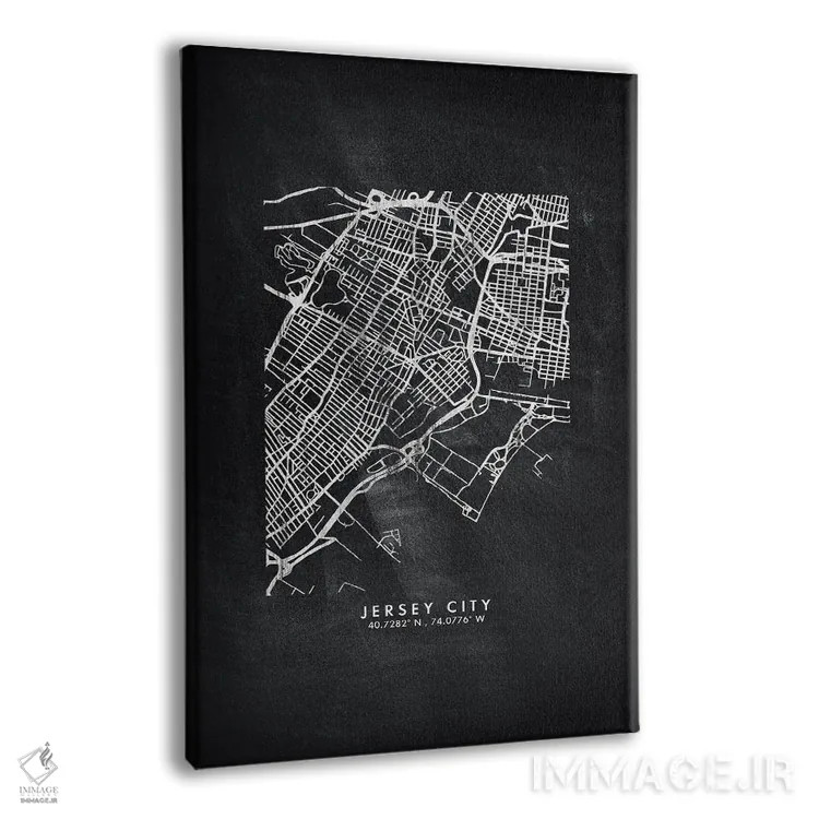 تابلو دکوراتیو New Jersey, City Map Chalkboard Style,نقشه شهر جرسی سیتی… اثر وال دکور ادیکت - نمای پرسپکتیو محصول