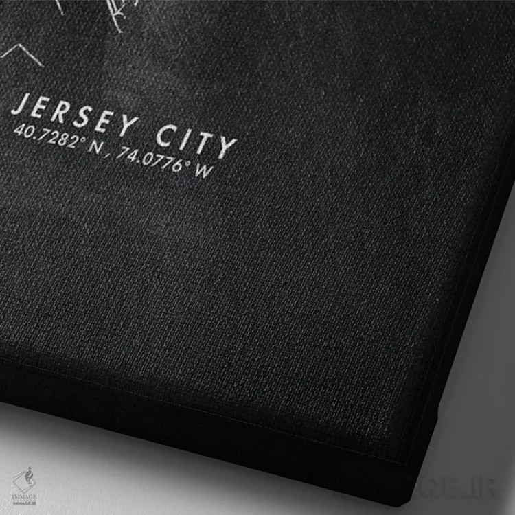 تابلو دکوراتیو New Jersey, City Map Chalkboard Style,نقشه شهر جرسی سیتی… اثر وال دکور ادیکت - نمای نزدیک بافت بوم